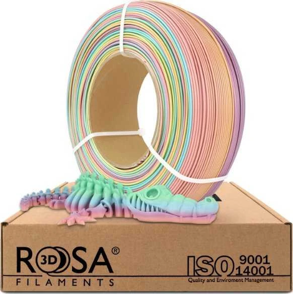 Rosa3D Rainbow PLA refill su atspausdintu aligatoriumi