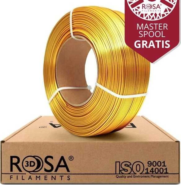 3D plastikas PLA 1.75mm 1kg refill pakuotė Rosa3D - Silk Gold