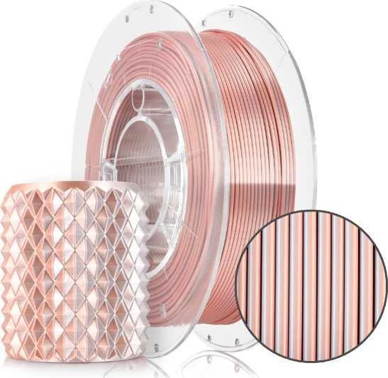 Rosa3D Magic Silk Glamour PLA gija su pavyzdžiu