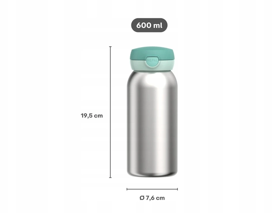 Rosti Mepal Little Dutch nerūdijančio plieno butelis su atverčiamu dangteliu „Fairy Wonders“, 600 ml