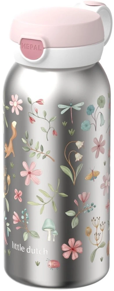 Rosti Mepal Little Dutch nerūdijančio plieno butelis su atverčiamu dangteliu „Fairy Wonders“, 600 ml