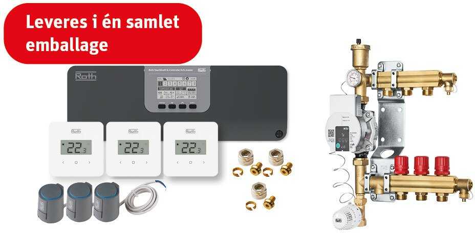 Roth kompletas grindų šildymo sistemai Grab and go 230V 3 kambarių