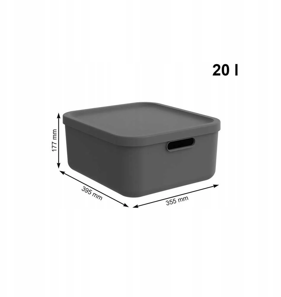 Daiktadėžė Rotho Albula, 20l, antracito, 39.5×35.5×17.7cm