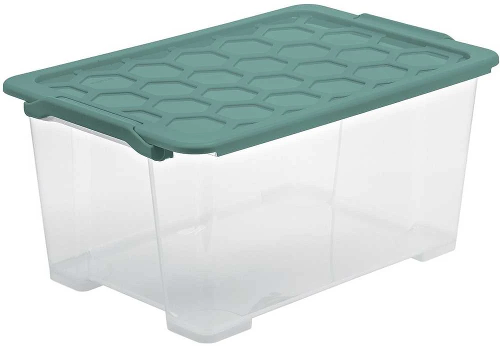 Daiktadėžė Rotho, 44 l, skaidri/žalia, 583 x 392 x 277 mm