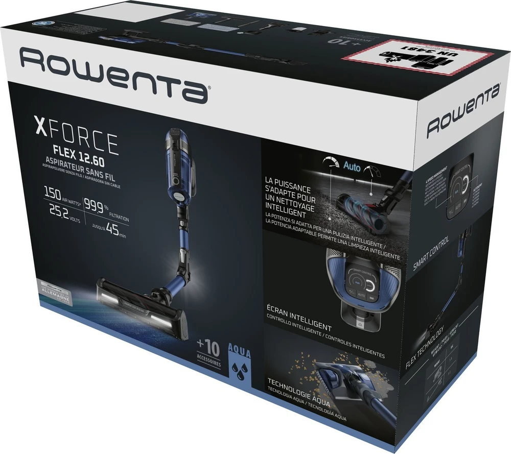 ROWENTA vertikalus dulkių siurblys RH98C0WO X-Force Flex 12.6 Aqua