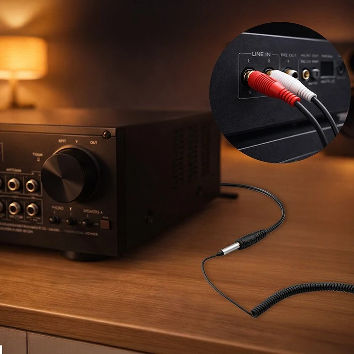 Qoltec Belaidis garso imtuvo adapteris Bluetooth 6.0 2xRCA AUX 3.5mm USB mikrofonas