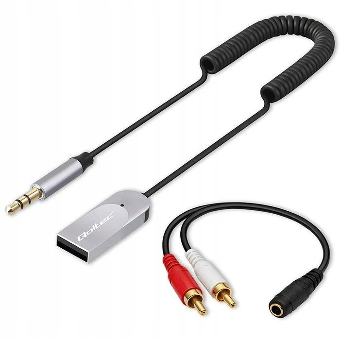 Qoltec Belaidis garso imtuvo adapteris Bluetooth 6.0 2xRCA AUX 3.5mm USB mikrofonas