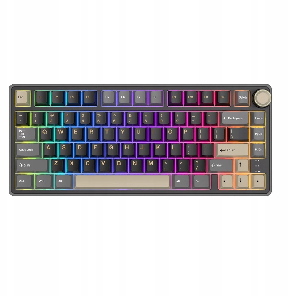 „Royal Kludge RK R75 RGB Phantom“ laidinė klaviatūra | 75%, karštojo keitimo, rudi jungikliai, JAV