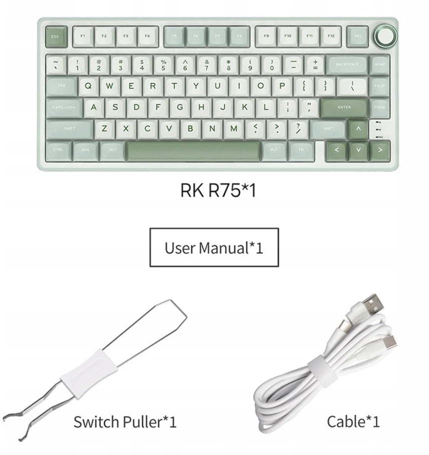 Royal Kludge RK R75 Sidabrinis Switches Skycyan Žaidimų klaviatūra baltos spalvos