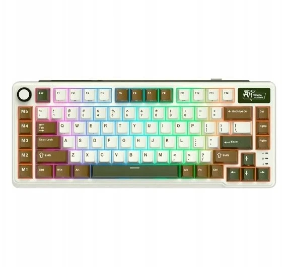 Royal Kludge L75 RGB Palm Žalias belaidė klaviatūra | 75%, Hot-swap, rusvai gelsvas switches, US