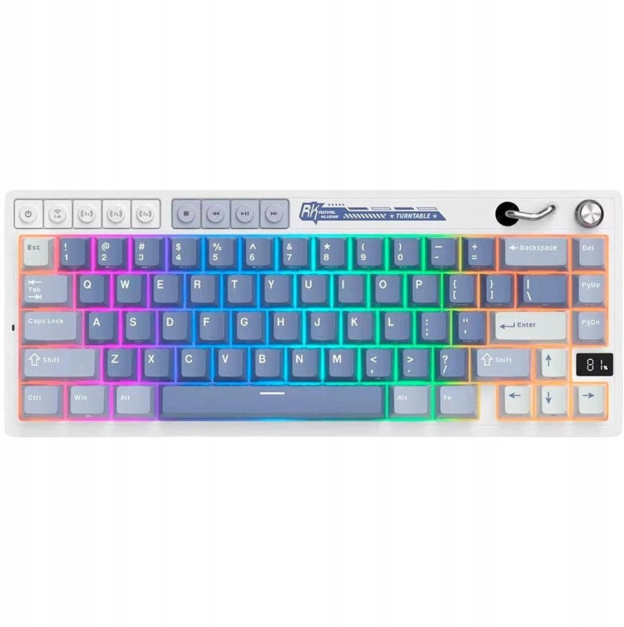 Royal Kludge M65 RGB Ocean Mėlyna belaidė klaviatūra | 60%, Hot-swap, rusvai gelsvas switches, US