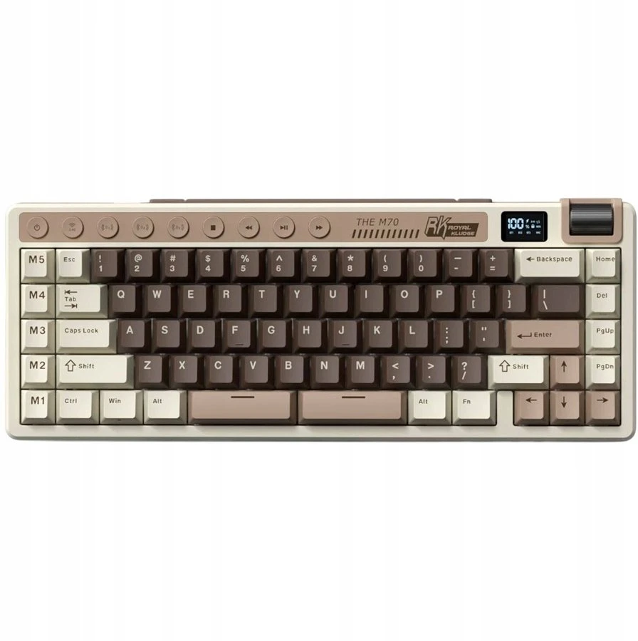 Royal Kludge M70 RGB Mocha Pilkas belaidė klaviatūra | 75%, Hot-swap, rusvai gelsvas Switch, US