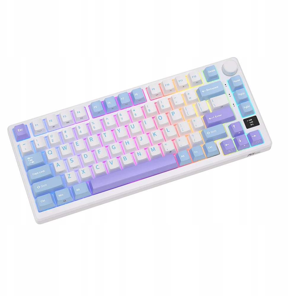 Royal Kludge RK M75 RGB Taro Milk belaidė klaviatūra | 75%, Hot-swap, Brown switches, US