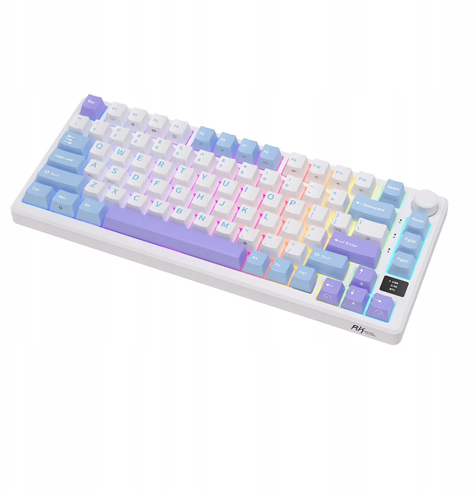 Royal Kludge RK M75 RGB Taro Milk belaidė klaviatūra | 75%, Hot-swap, Brown switches, US