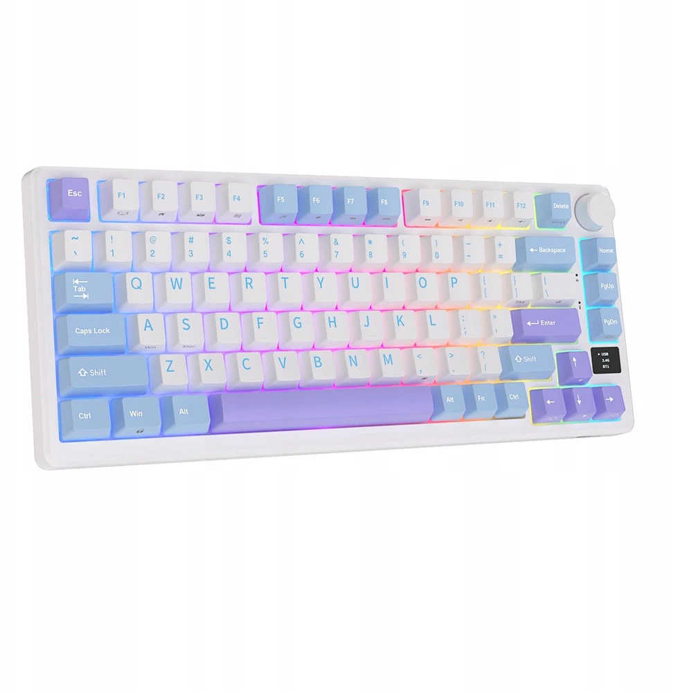 Royal Kludge RK M75 RGB Taro Milk belaidė klaviatūra | 75%, Hot-swap, Brown switches, US