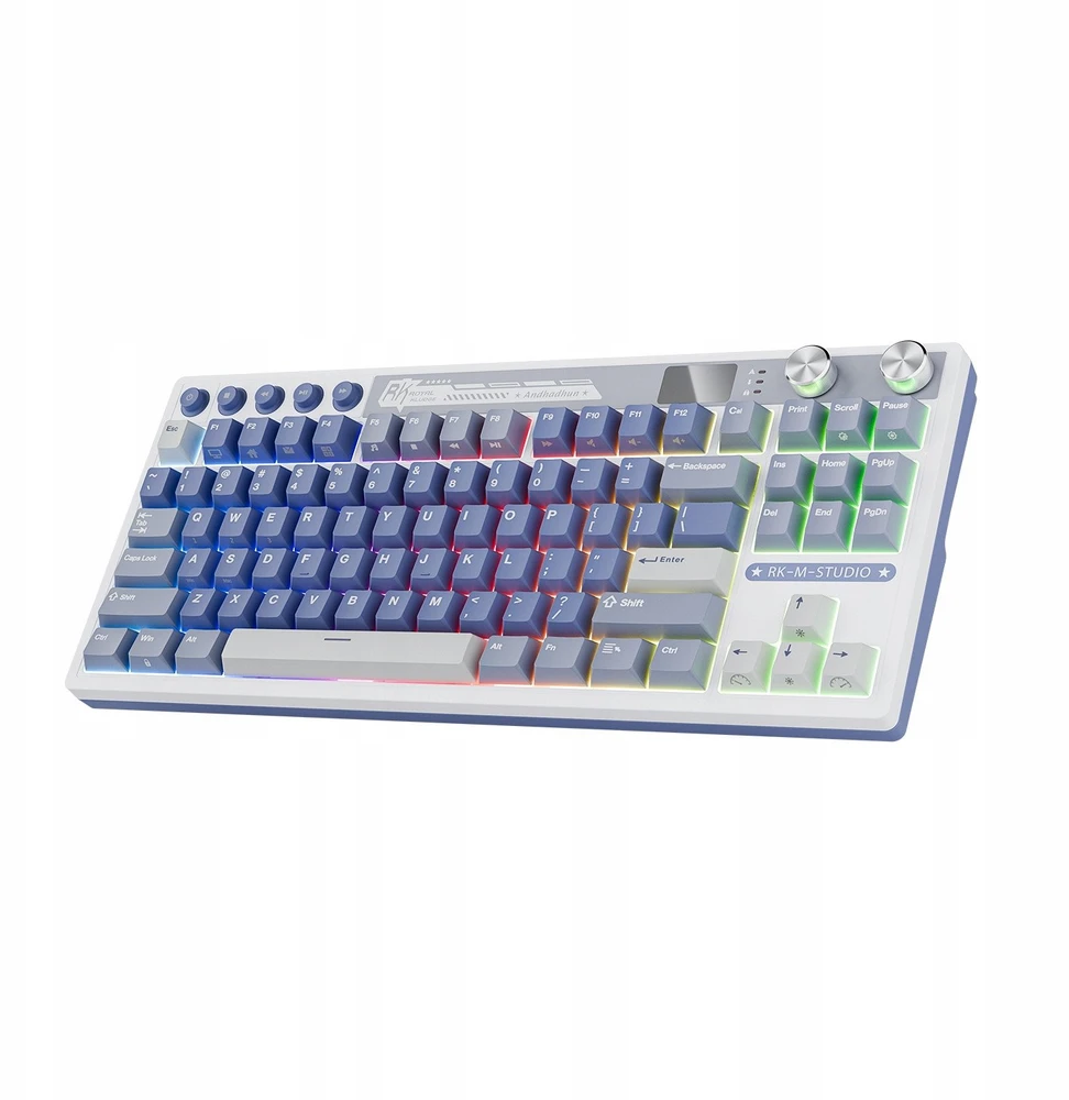 Royal Kludge RK M87 Ocean Mėlyna belaidė klaviatūra | TKL, Hot-swap, rusvai gelsvas switches, US