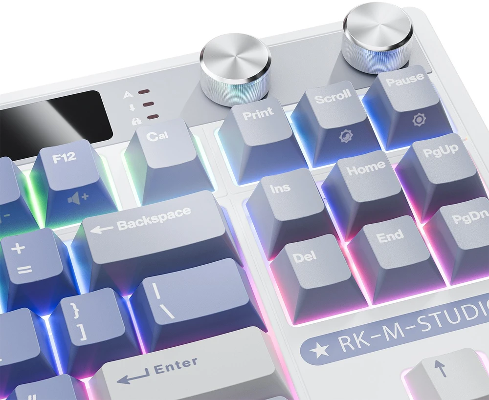Royal Kludge RK M87 Ocean Mėlyna belaidė klaviatūra | TKL, Hot-swap, rusvai gelsvas switches, US