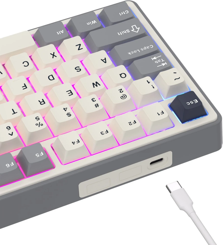 Royal Kludge RK R87 Pro - US išdėstymas - Hot-Swappable Brown Switches - Pilkas (Pilka) Mechaninė Žaidimų Klaviatūra