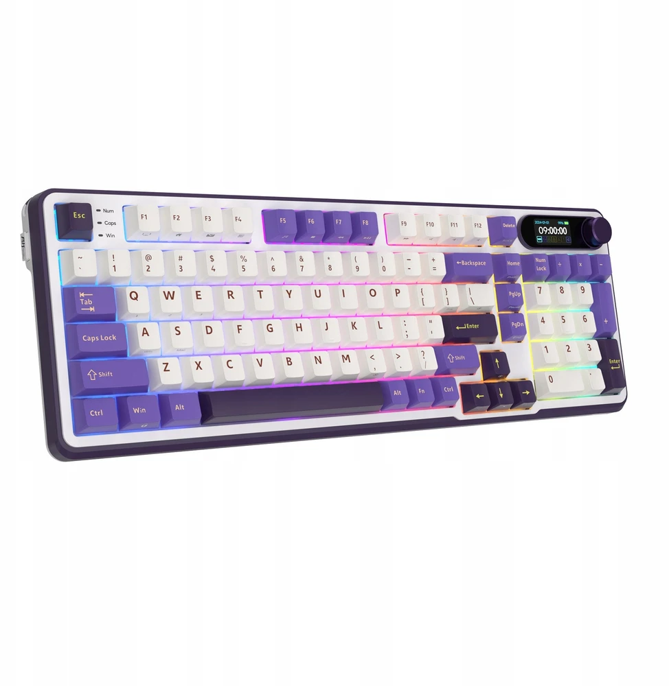 „Royal Kludge RK-S98 RGB Blackberry“ klaviatūra | 96%, karšto keitimo, žalios spalvos jungikliai, JAV