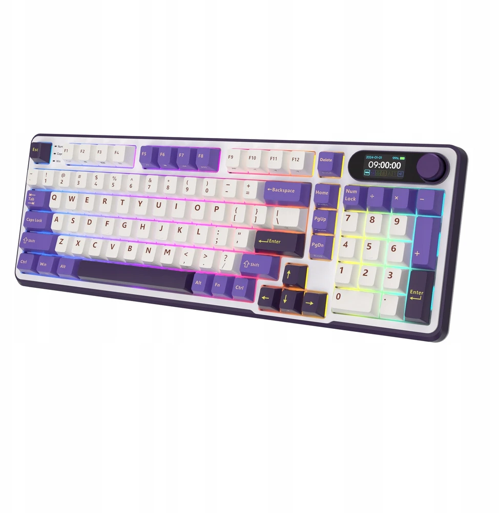 „Royal Kludge RK-S98 RGB Blackberry“ klaviatūra | 96%, karšto keitimo, žalios spalvos jungikliai, JAV