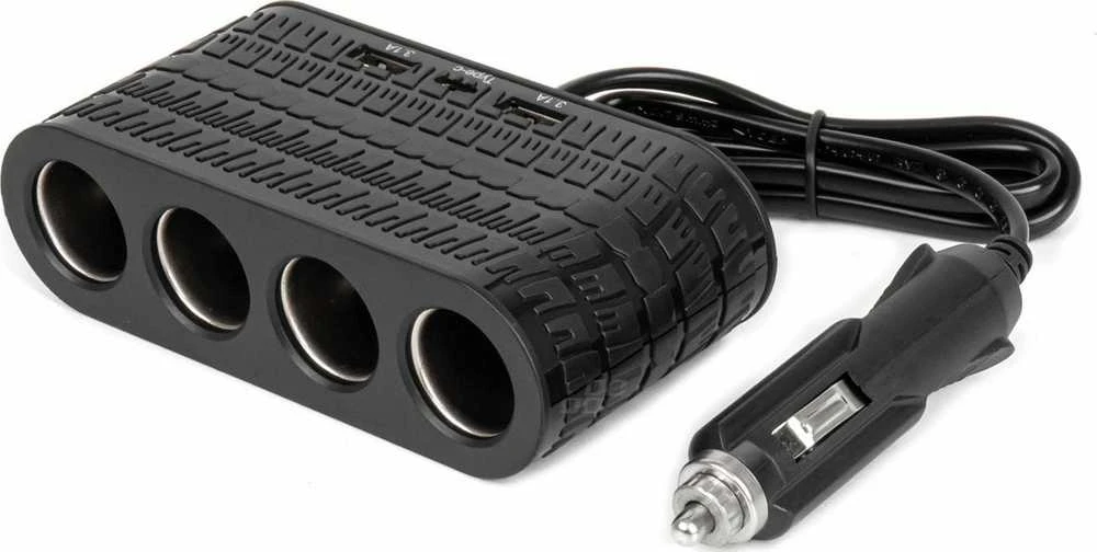 Keturių lizdų prailgintojas su įkrovikliu 2x USB-A + 1x USB-C 12/24V 120W 80 cm AMIO-04367