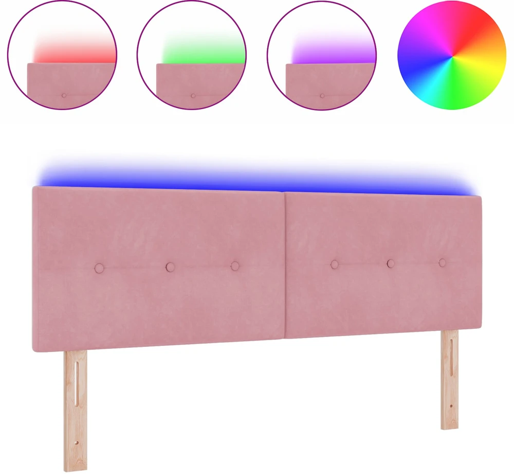 LED galvūgalis su LED juostelėmis Rožinė 160 cm Aksomas