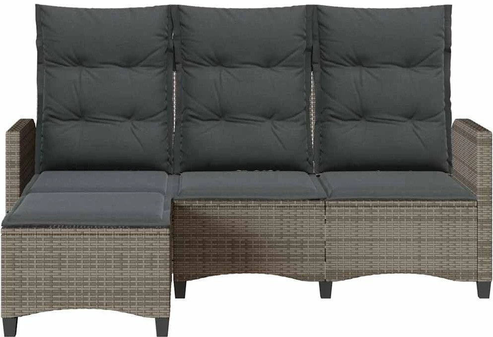 Atlošiama sodo sofa su pagalvėlėmis L formos pilkos spalvos