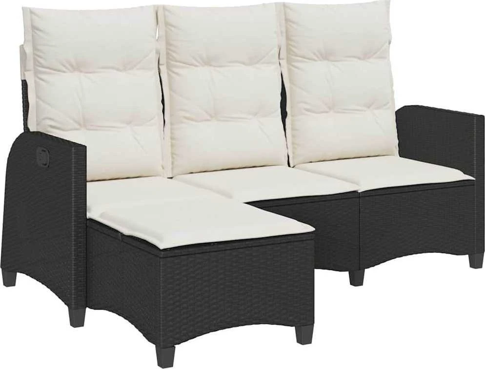 Atlošiama sodo sofa su pagalvėlėmis L formos smėlio juodas