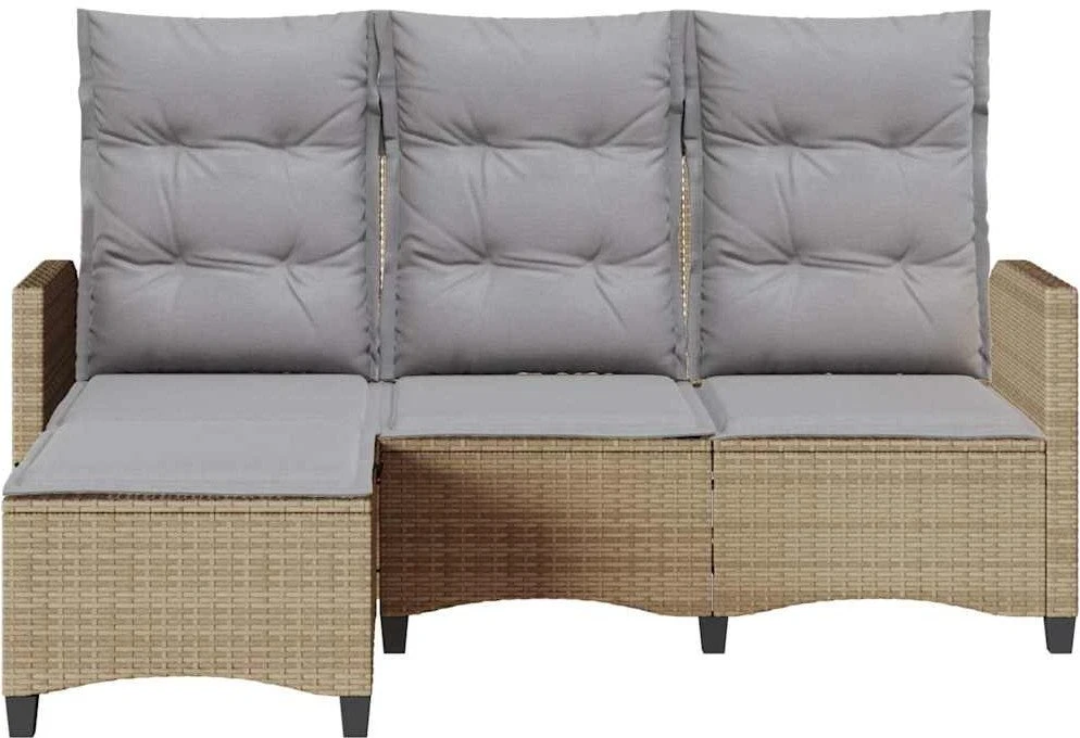 Atlošiama sodo sofa su pagalvėlėmis L formos smėlio spalvos