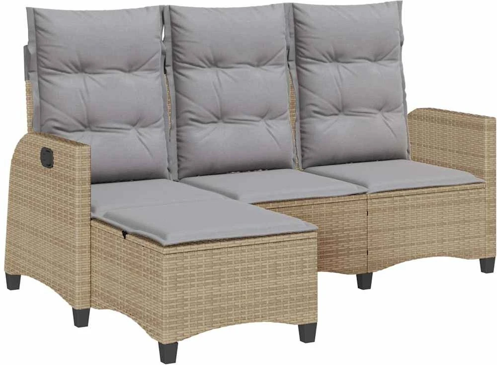 Atlošiama sodo sofa su pagalvėlėmis L formos smėlio spalvos
