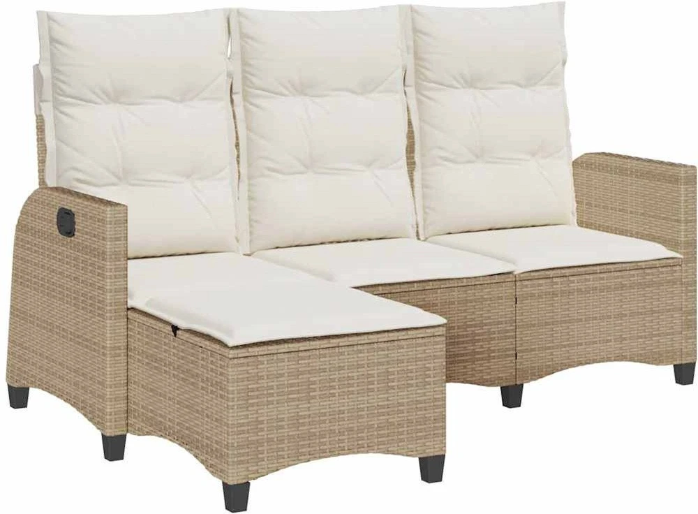 Atlošiama sodo sofa su pagalvėlėmis L formos smėlio spalvos