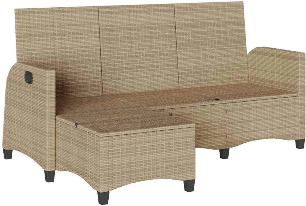 Atlošiama sodo sofa su pagalvėlėmis L formos smėlio spalvos