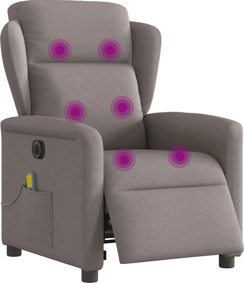 Fotelis Elektrinis atlošiamas masažinis krėslas, taupe, audinys