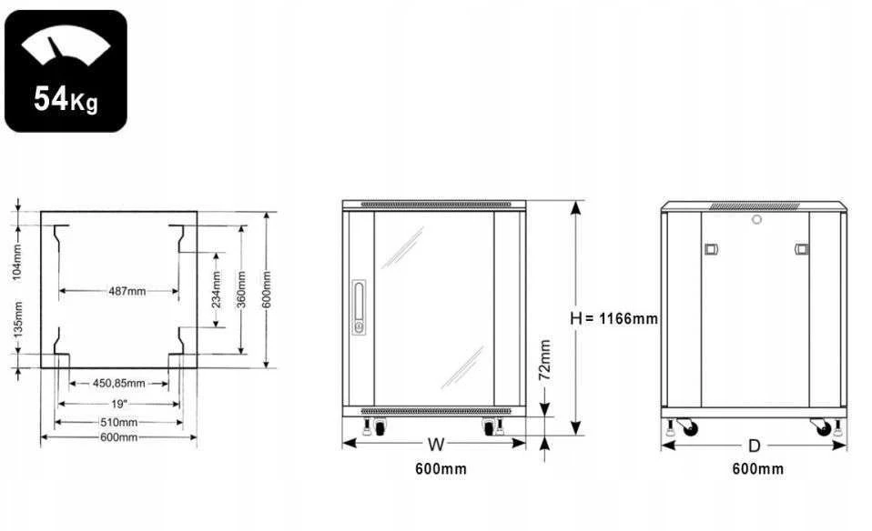 Pulsar RS2266 22U ant grindų pastatoma RACK spintelė