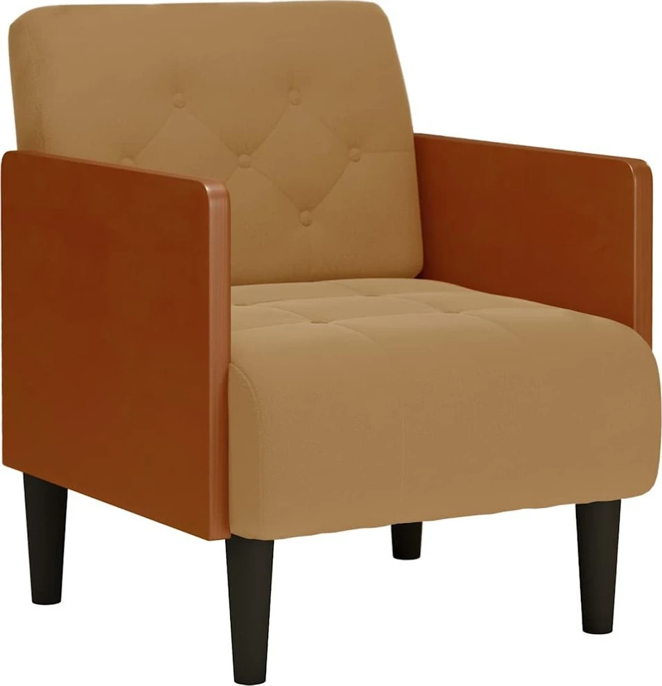 Fotelis Sofa-kėdė su porankiais, ruda, 55 cm, aksominė