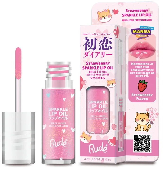 Rude Cosmetics , Strawberry Sparkle, Lip Oil, 4 ml For Women