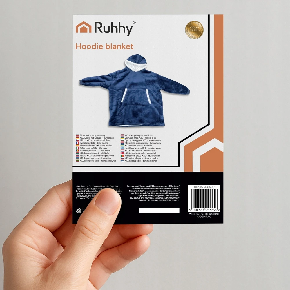 XXL sweatshirt - navy mėlynas blanket Ruhhy 26147