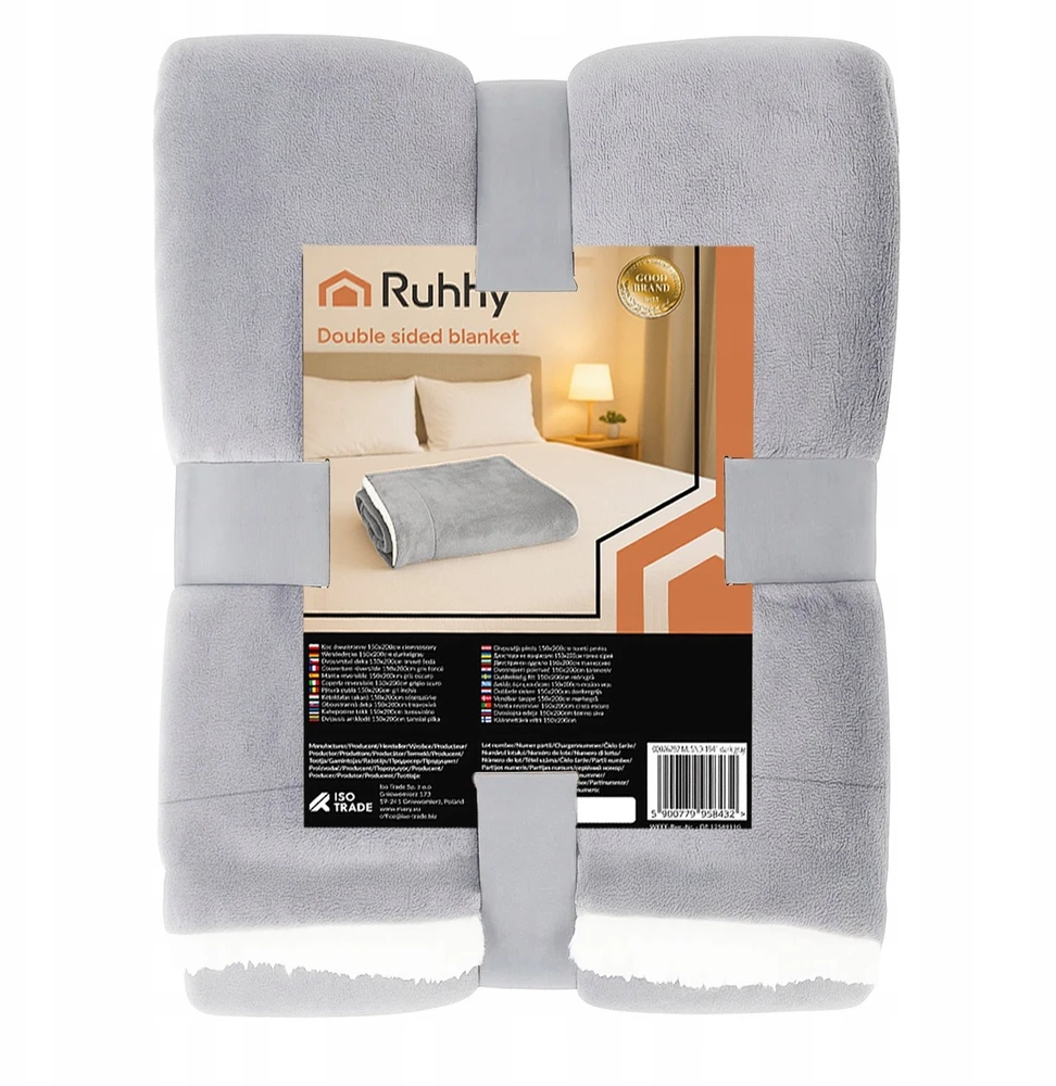 Double-sided blanket 150x200cm light pilka Ruhhy 26293