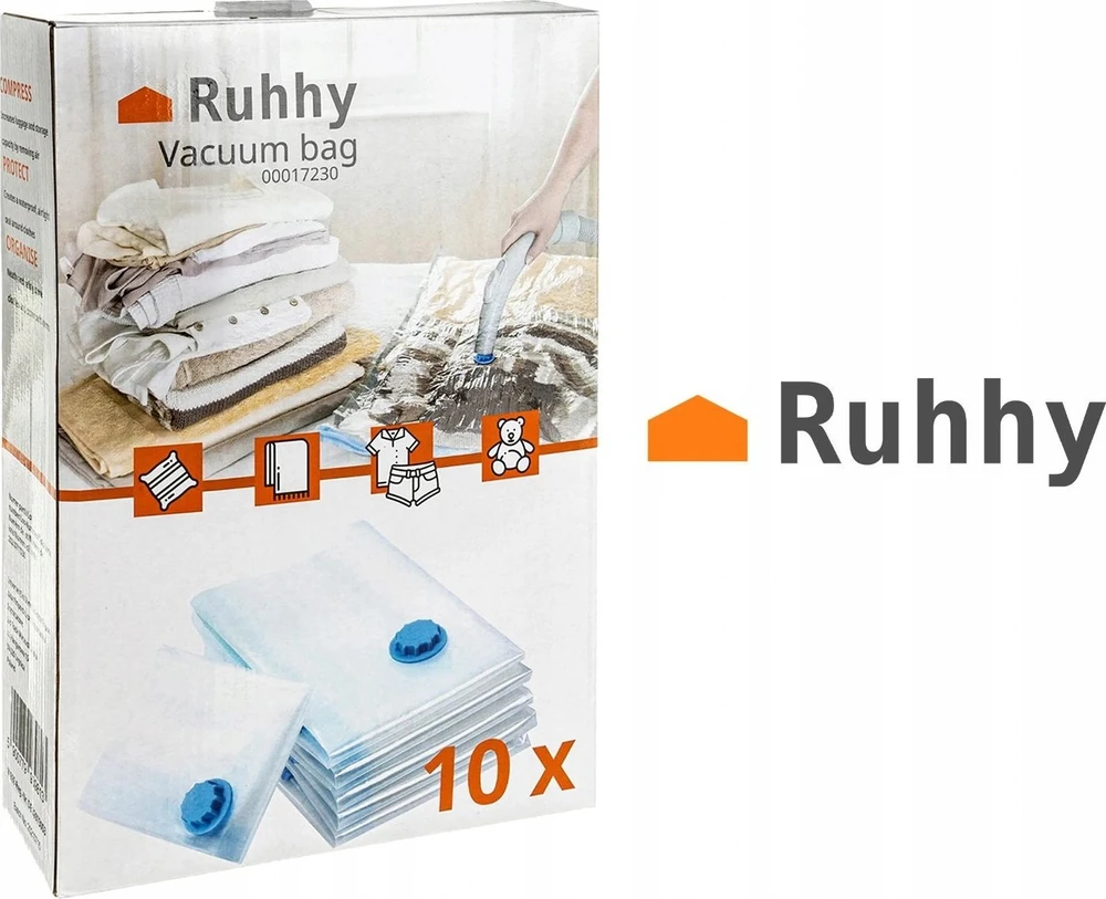 Ruhhy Vakuuminiai mašeliai rūbams laikyti, rinkinys įvairių dydžių - 10 vnt 23538