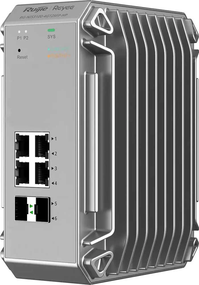 Šakotuvas Valdomas tinklo komutatorius Ruijie Networks RG-NIS3100-4GT2SFP-HP, L2, Gigabit Ethernet (10/100/1000), palaiko PoE, pilkas