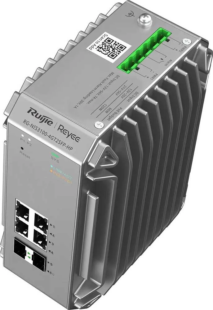 Šakotuvas Valdomas tinklo komutatorius Ruijie Networks RG-NIS3100-4GT2SFP-HP, L2, Gigabit Ethernet (10/100/1000), palaiko PoE, pilkas