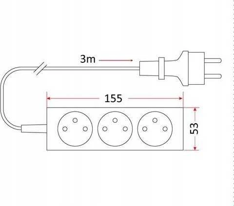 Rum-Lux Elektros prailginimo laidas 3 lizdų be pertraukiklio 3 m Rum-Lux 3x1,5 baltas