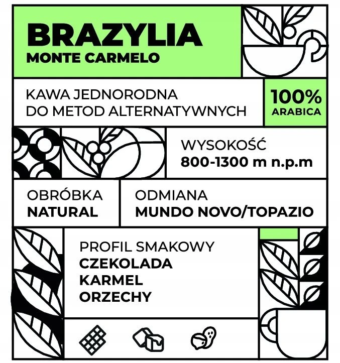 Kavos pupelės Runty Roaster Kavos pupelės Kafejeto Palarnia Brazylia Monte Carmelo FILTRAS 250g