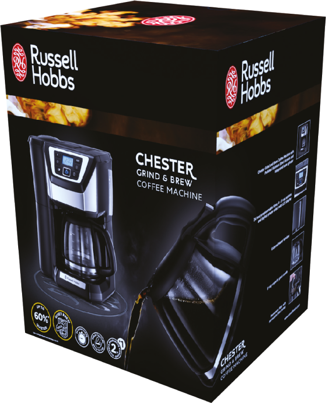 Russell Hobbs Chester Grind & Brew 22000-56 Juodas Lašelinis kavos aparatas