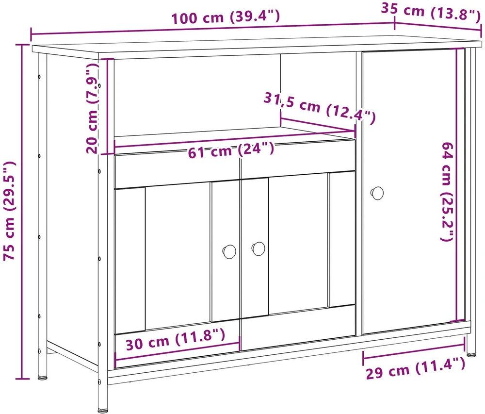 Kabalas Senas medis 100 x 35 x 75 cm