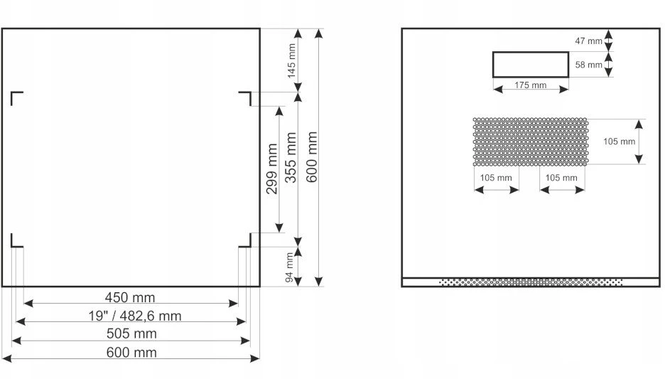 Pulsar RWA666-G RACK spintelė 6U /19'', pakabinama, pilka