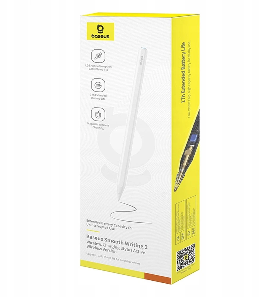 Baseus „Smooth Writing 3 Active Stylus“ belaidžiu būdu įkraunamas rašiklis – baltas