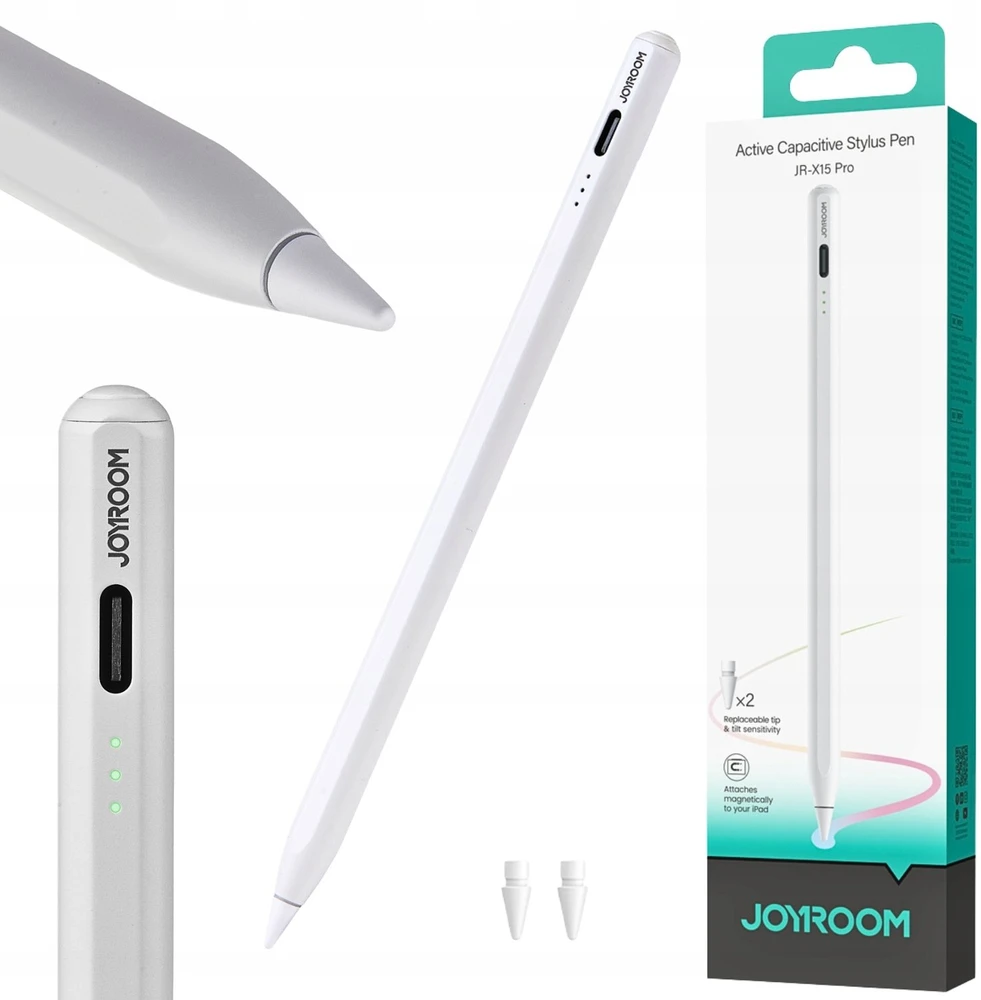 Joyroom JR-X15 Pro Aktyvus rašiklis su 2 atsarginiais antgaliais - Baltas