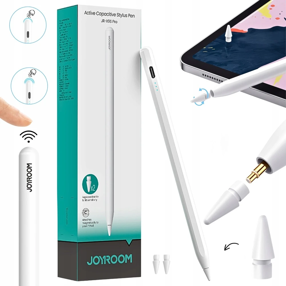 Joyroom JR-X9S Pro aktyvus rašiklis su 2 keičiamais antgaliais - Baltas