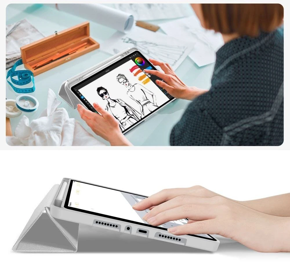 Tech Protect TechProtect SmartCase Pen dėklas skirtas Xiaomi Poco Pad M1 / Redmi Pad 2 Pro 12.1 – pilkos spalvos